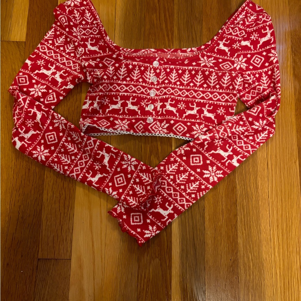 Altar'd State Red and White PJ top